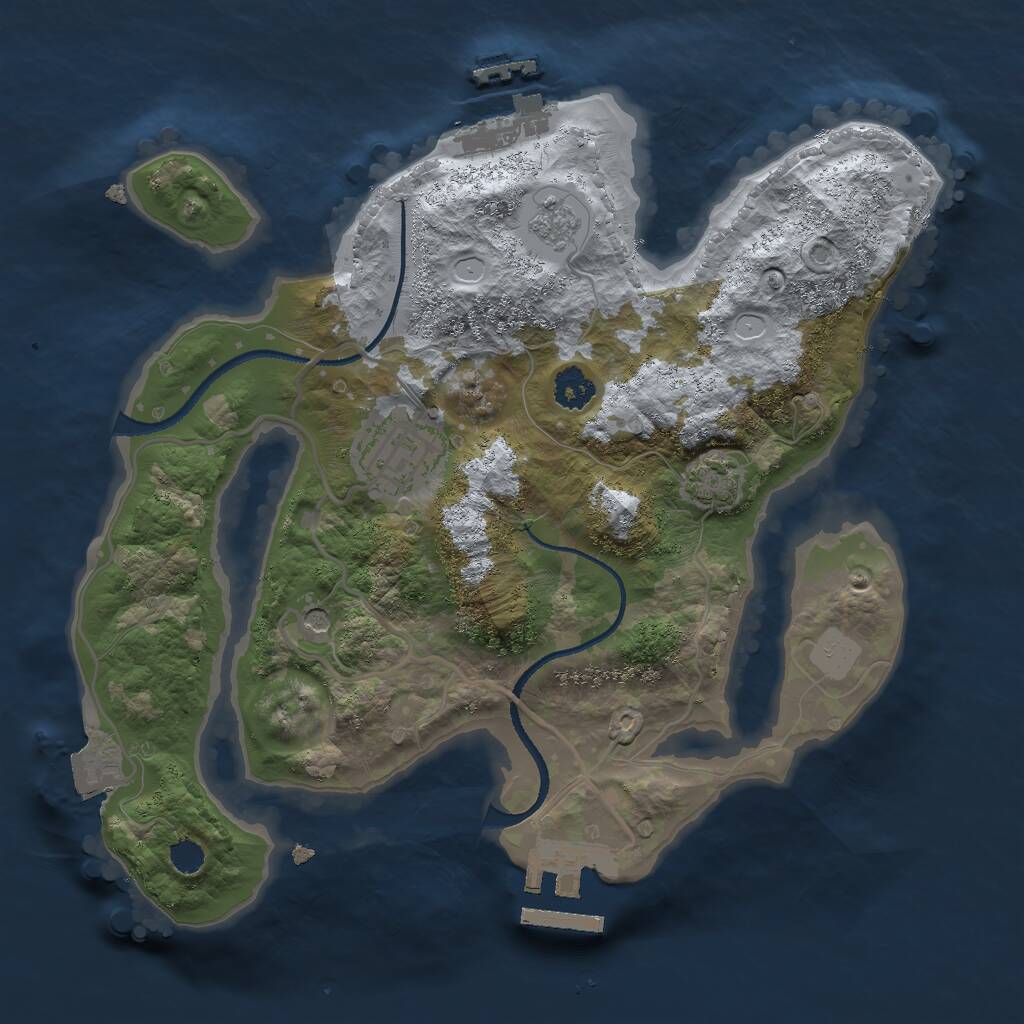 Rust Map: Procedural Map, Size: 2500, Seed: 563740, 7 Monuments