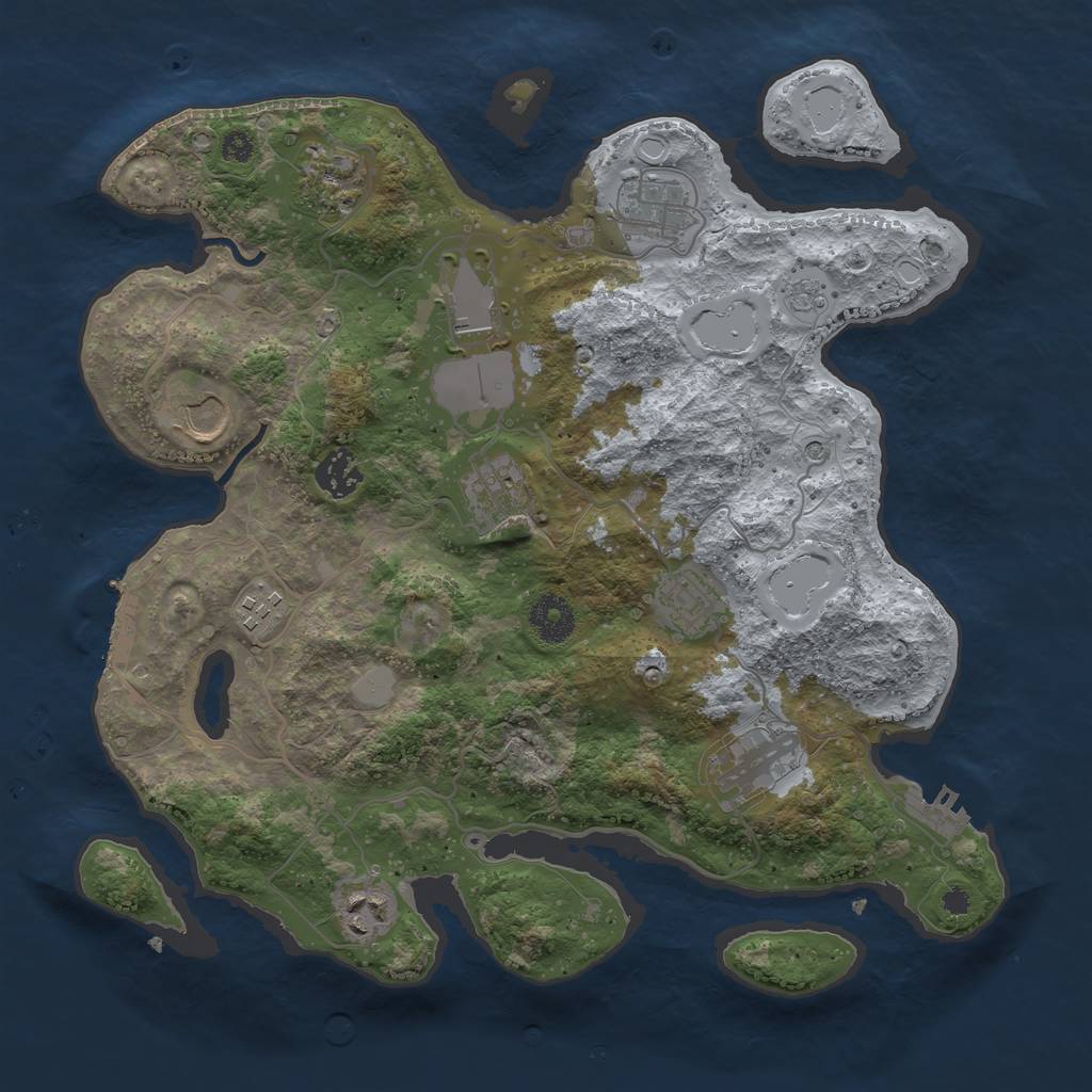 Rust Map: Procedural Map, Size: 3500, Seed: 981806794, 19 Monuments