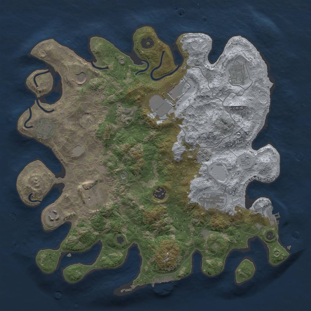 Rust Map: Procedural Map, Size: 3700, Seed: 326355085, 19 Monuments