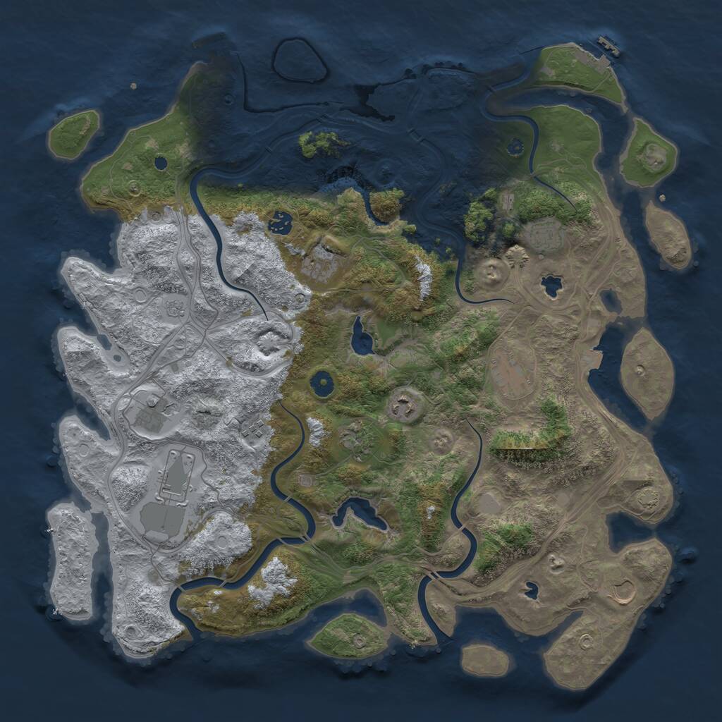 Rust Map: Procedural Map, Size: 4500, Seed: 677928151, 16 Monuments