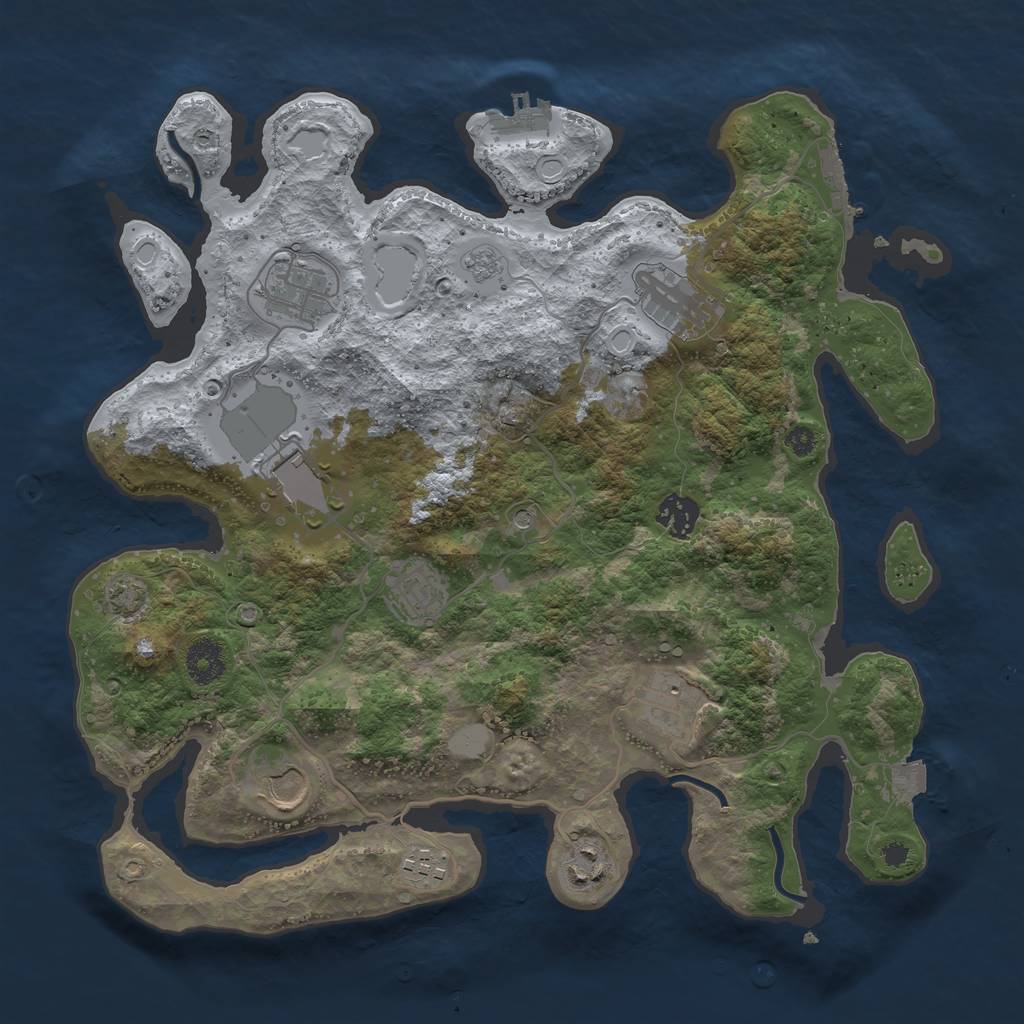 Rust Map: Procedural Map, Size: 3600, Seed: 48, 17 Monuments