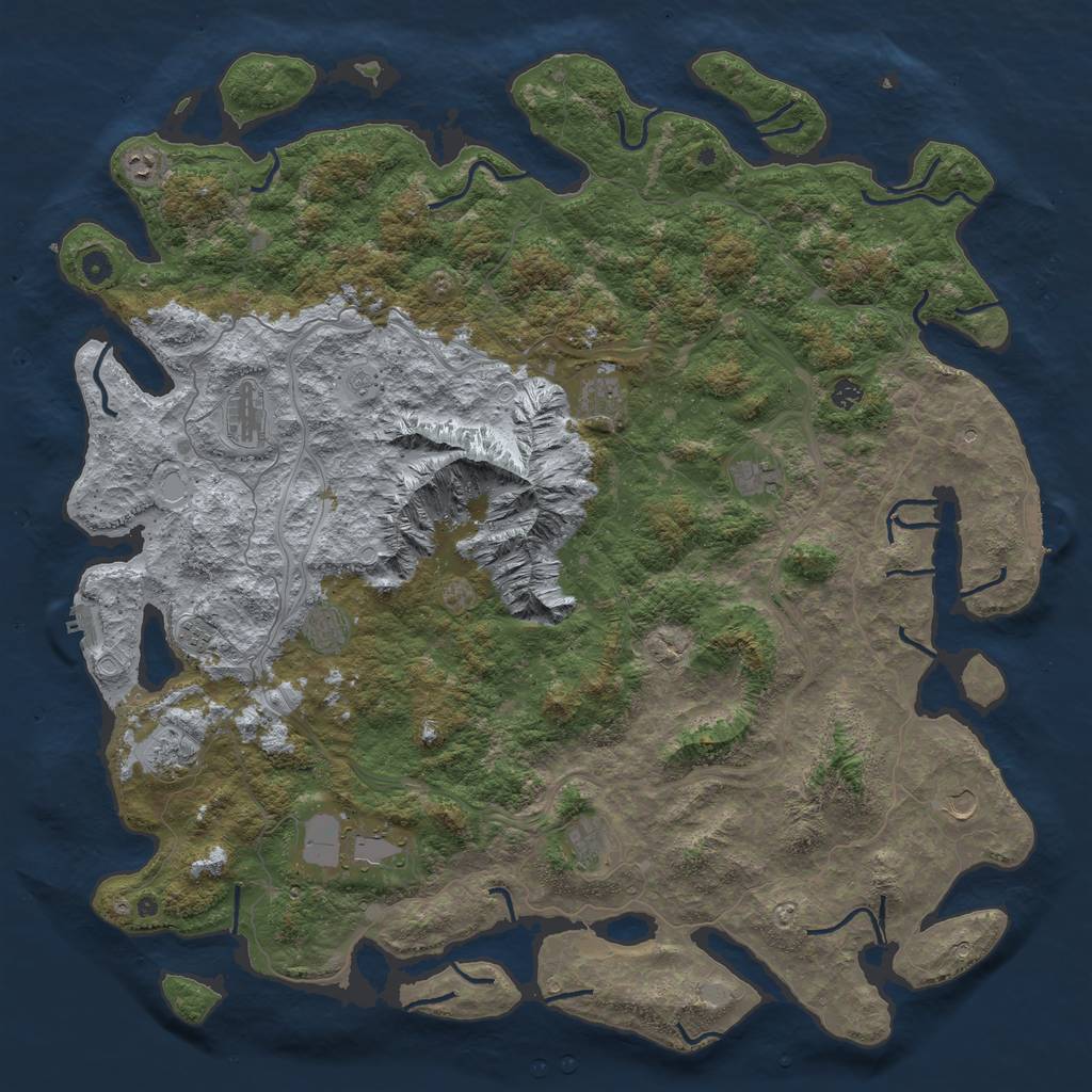 Rust Map: Procedural Map, Size: 5500, Seed: 629366659, 18 Monuments