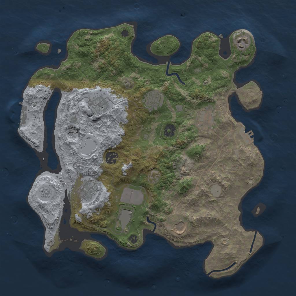 Rust Map: Procedural Map, Size: 3503, Seed: 2007, 17 Monuments