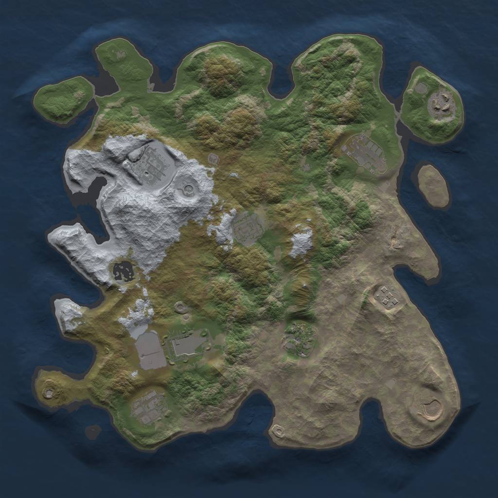 Rust Map: Barren, Size: 3500, Seed: 1908503221, 13 Monuments