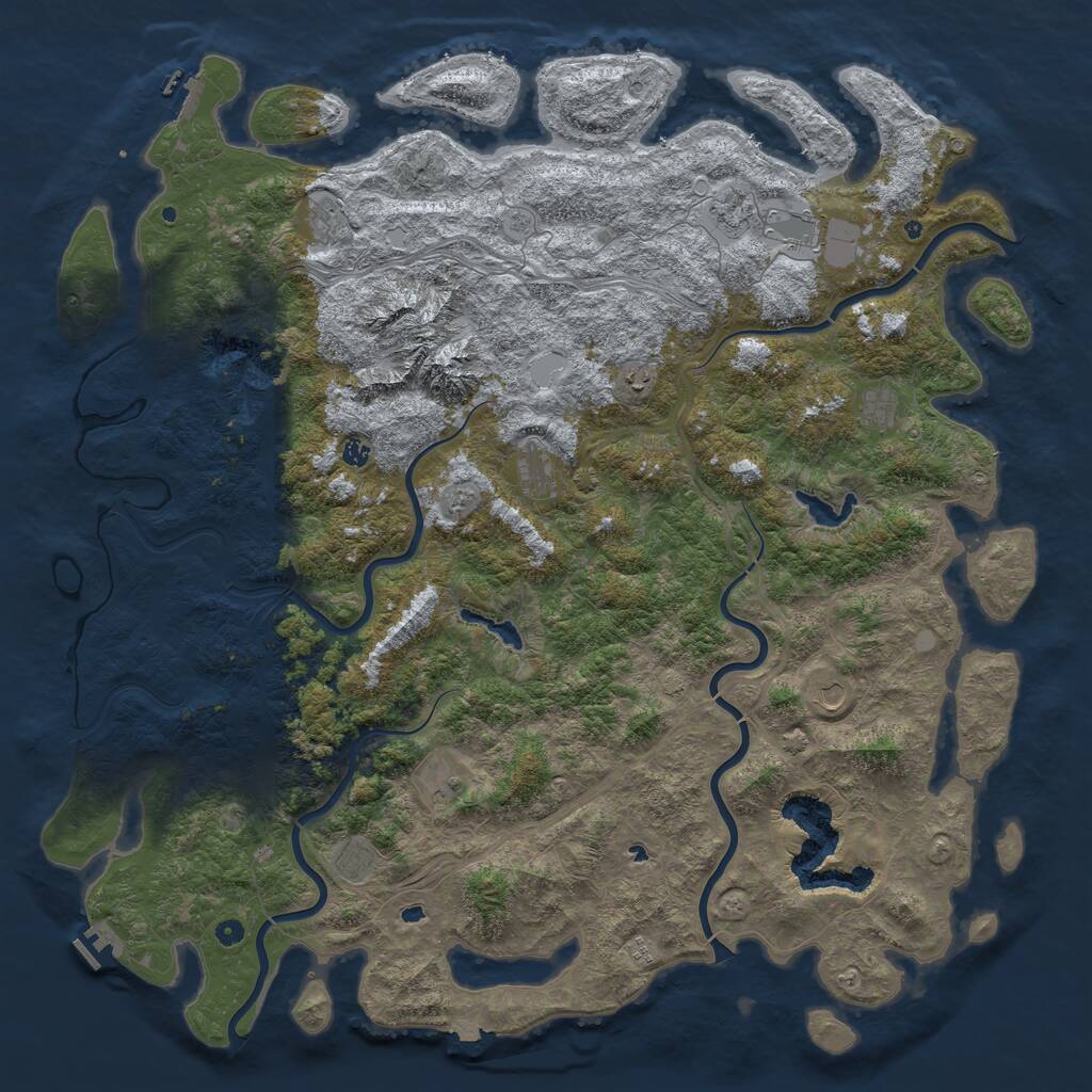 Rust Map: Procedural Map, Size: 6000, Seed: 2467, 17 Monuments