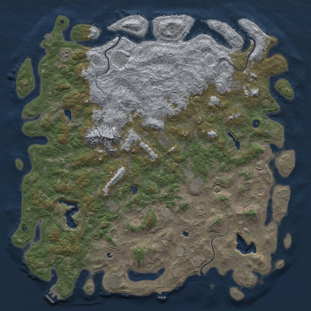Rust Map: Procedural Map, Size: 6000, Seed: 2467, 17 Monuments