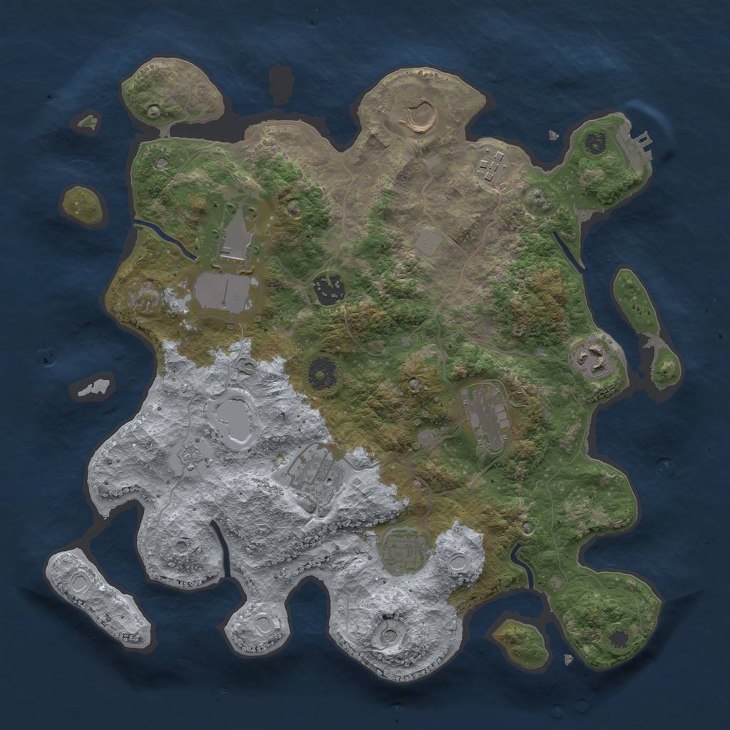 Rust Map: Procedural Map, Size: 3500, Seed: 7531598, 16 Monuments