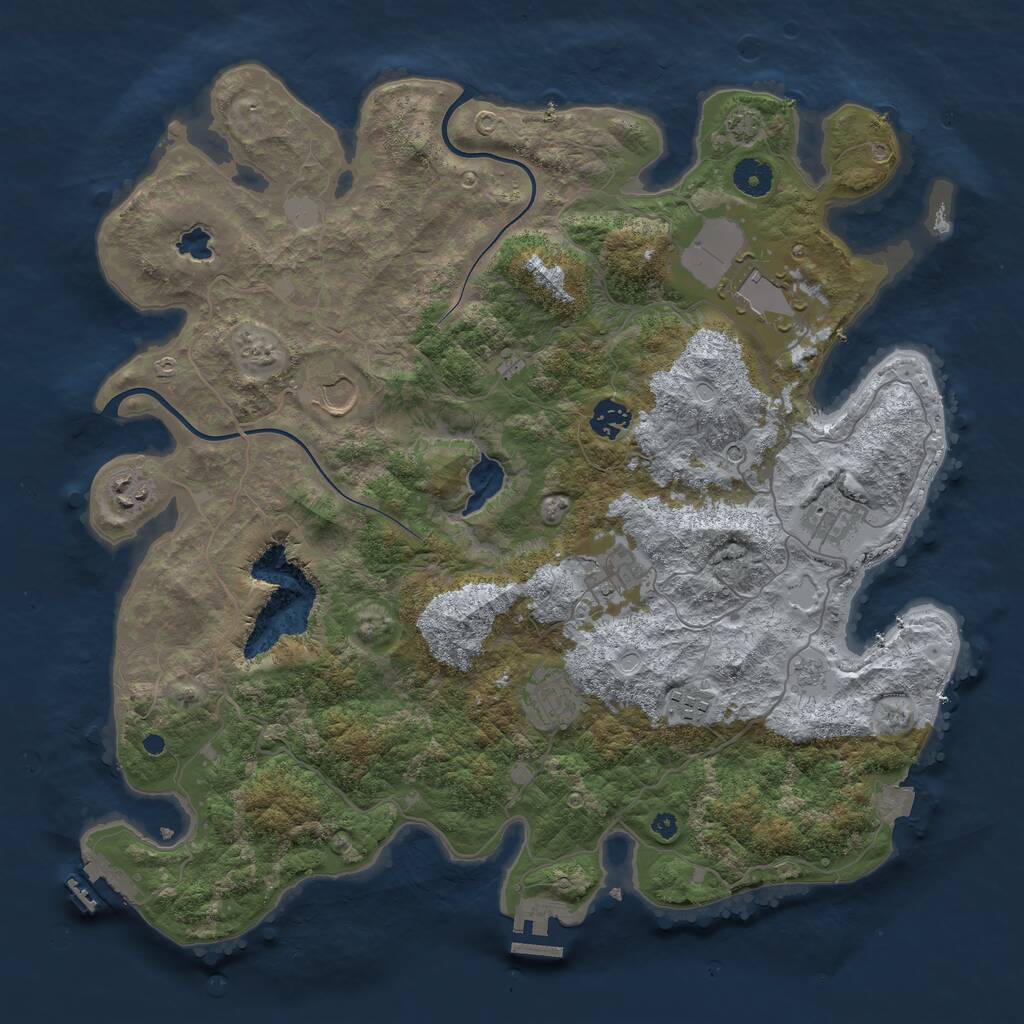 Rust Map: Procedural Map, Size: 4000, Seed: 845305, 14 Monuments