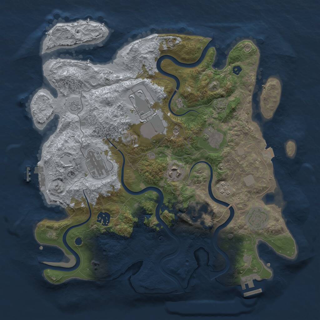 Rust Map: Procedural Map, Size: 3500, Seed: 974922907, 14 Monuments