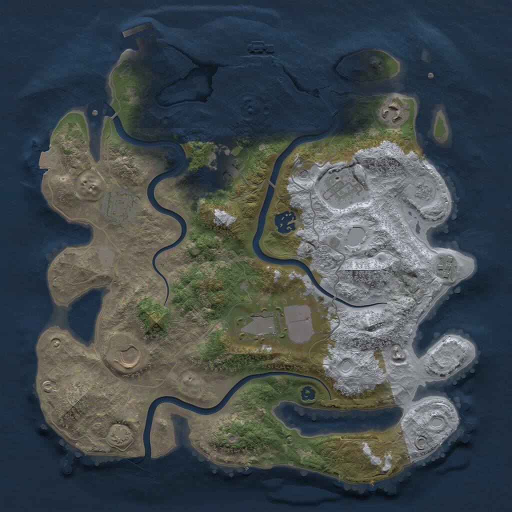 Rust Map: Procedural Map, Size: 3500, Seed: 224780322, 14 Monuments