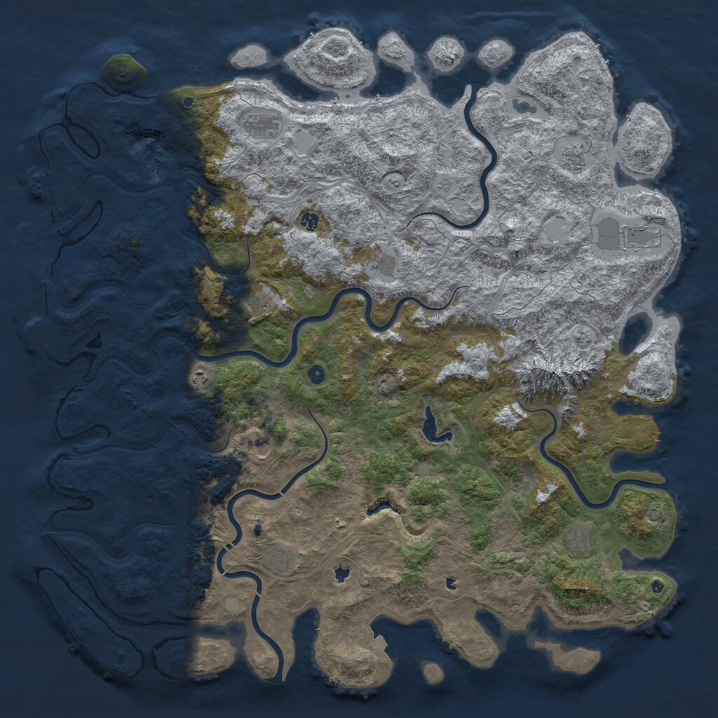 Rust Map: Procedural Map, Size: 6000, Seed: 1228093832, 17 Monuments
