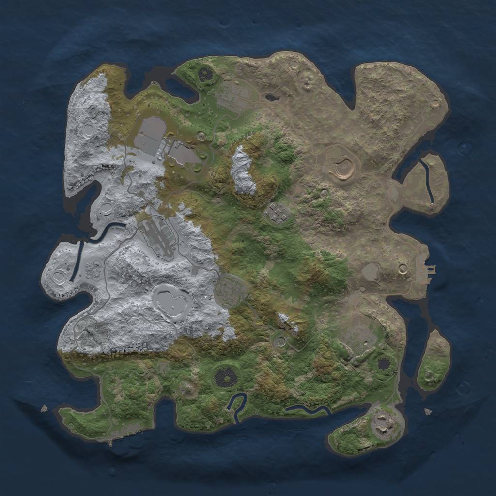 Rust Map: Procedural Map, Size: 3500, Seed: 1326985911, 17 Monuments