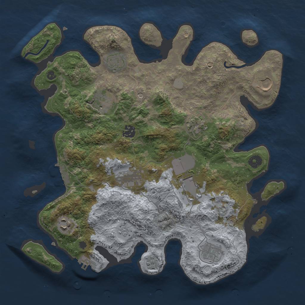 Rust Map: Procedural Map, Size: 3500, Seed: 49275231, 19 Monuments