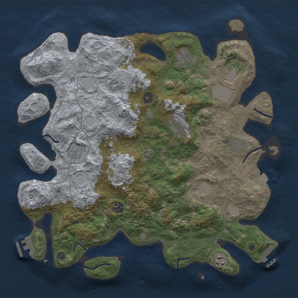 Rust Map: Procedural Map, Size: 4000, Seed: 5568, 16 Monuments
