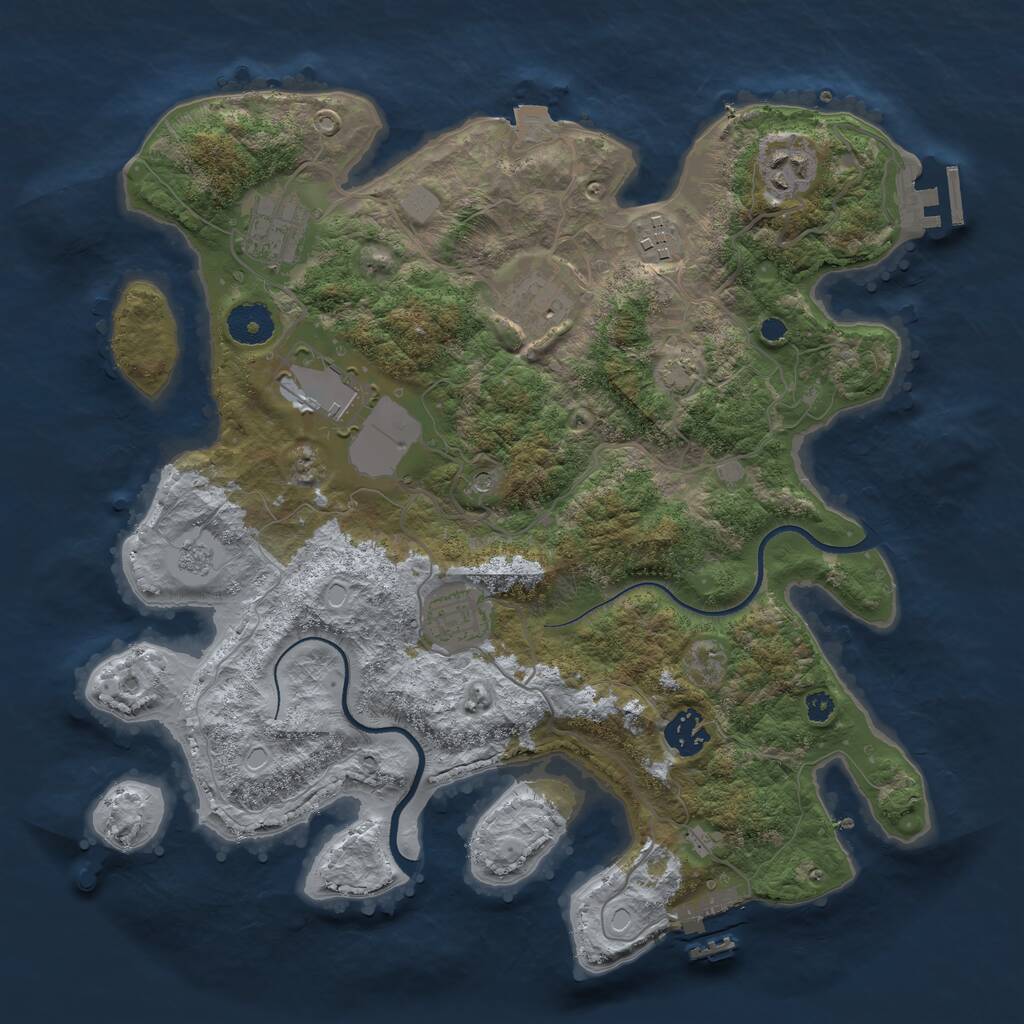 Rust Map: Procedural Map, Size: 3500, Seed: 1374028305, 13 Monuments