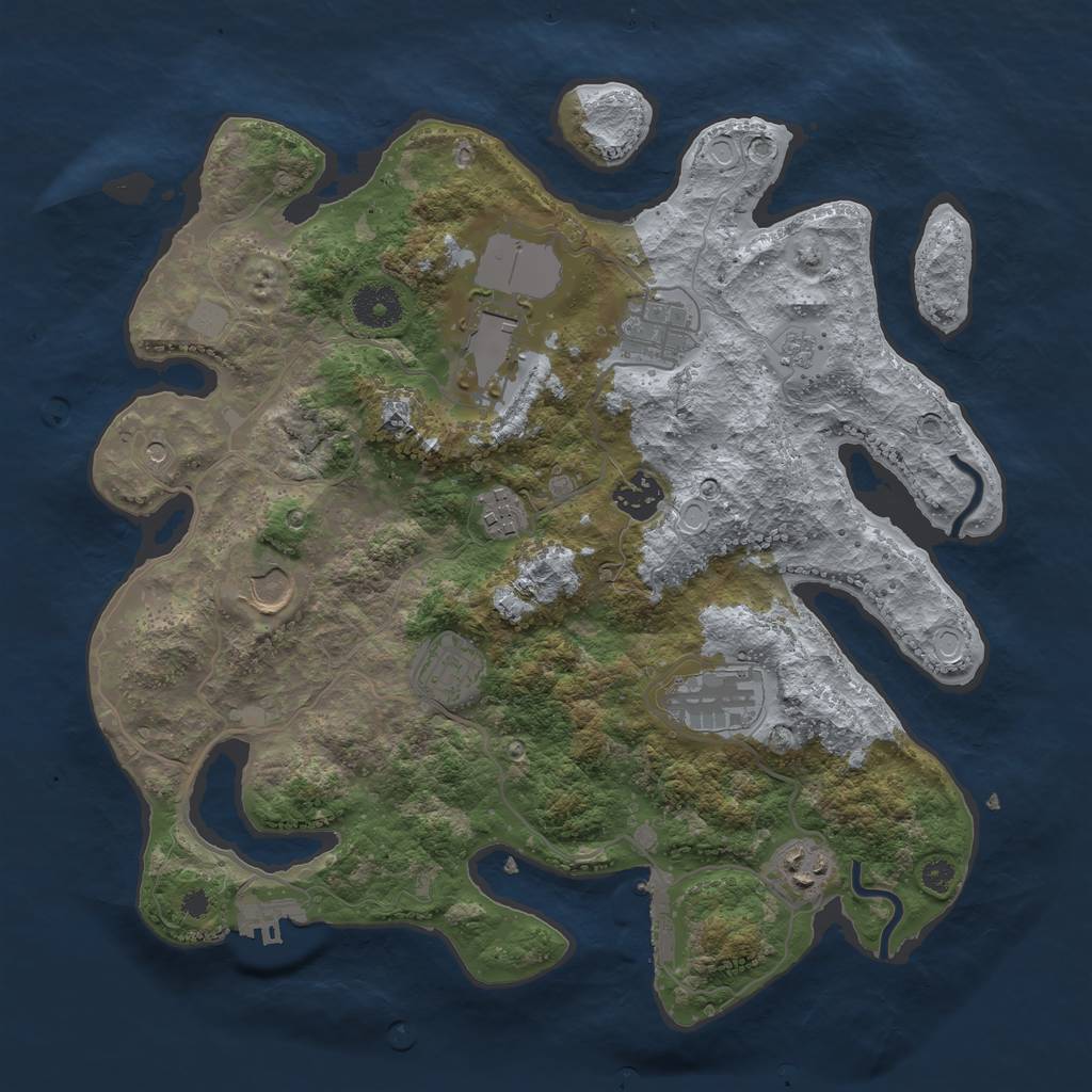 Rust Map: Procedural Map, Size: 3500, Seed: 1141609948, 17 Monuments