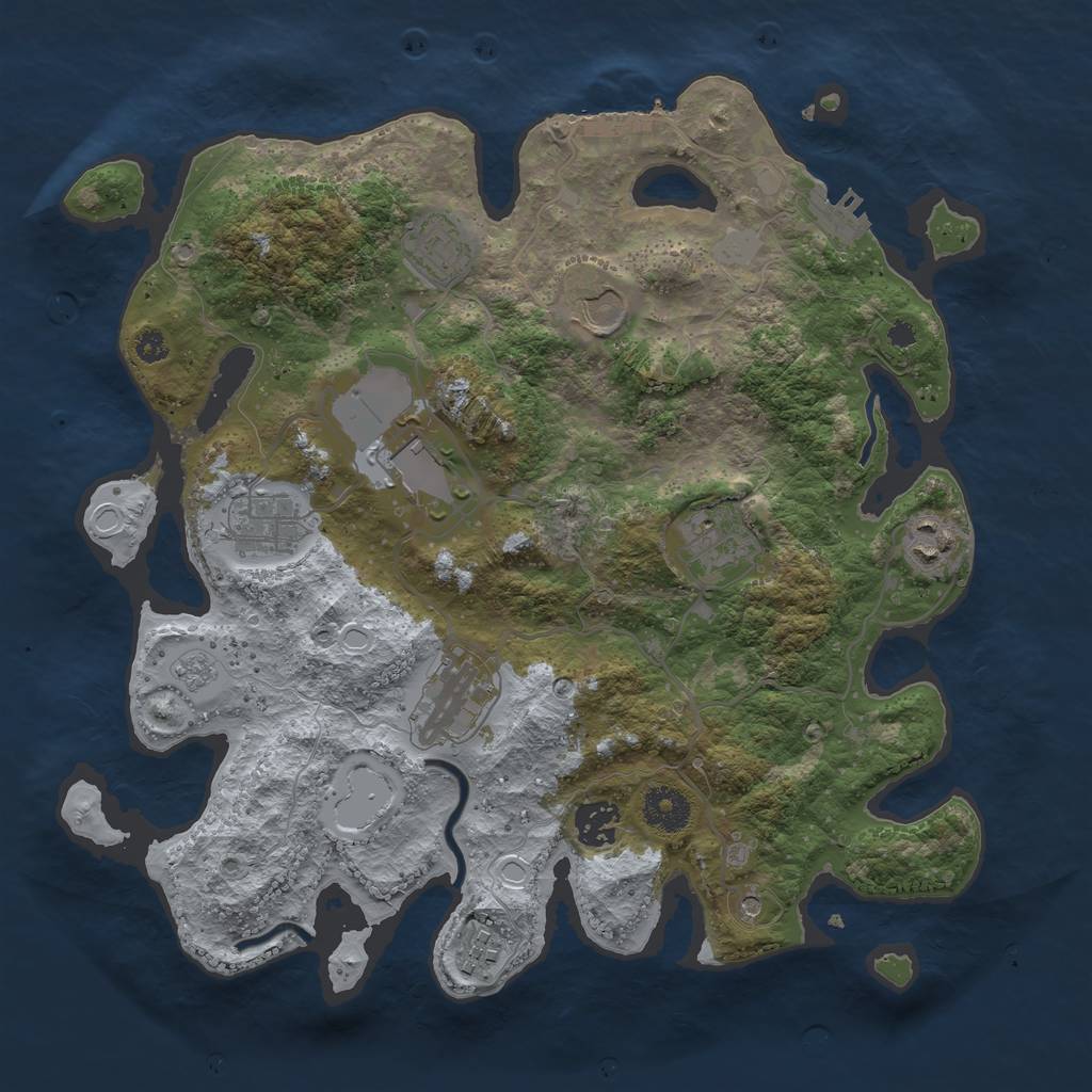 Rust Map: Procedural Map, Size: 3500, Seed: 1101425740, 18 Monuments