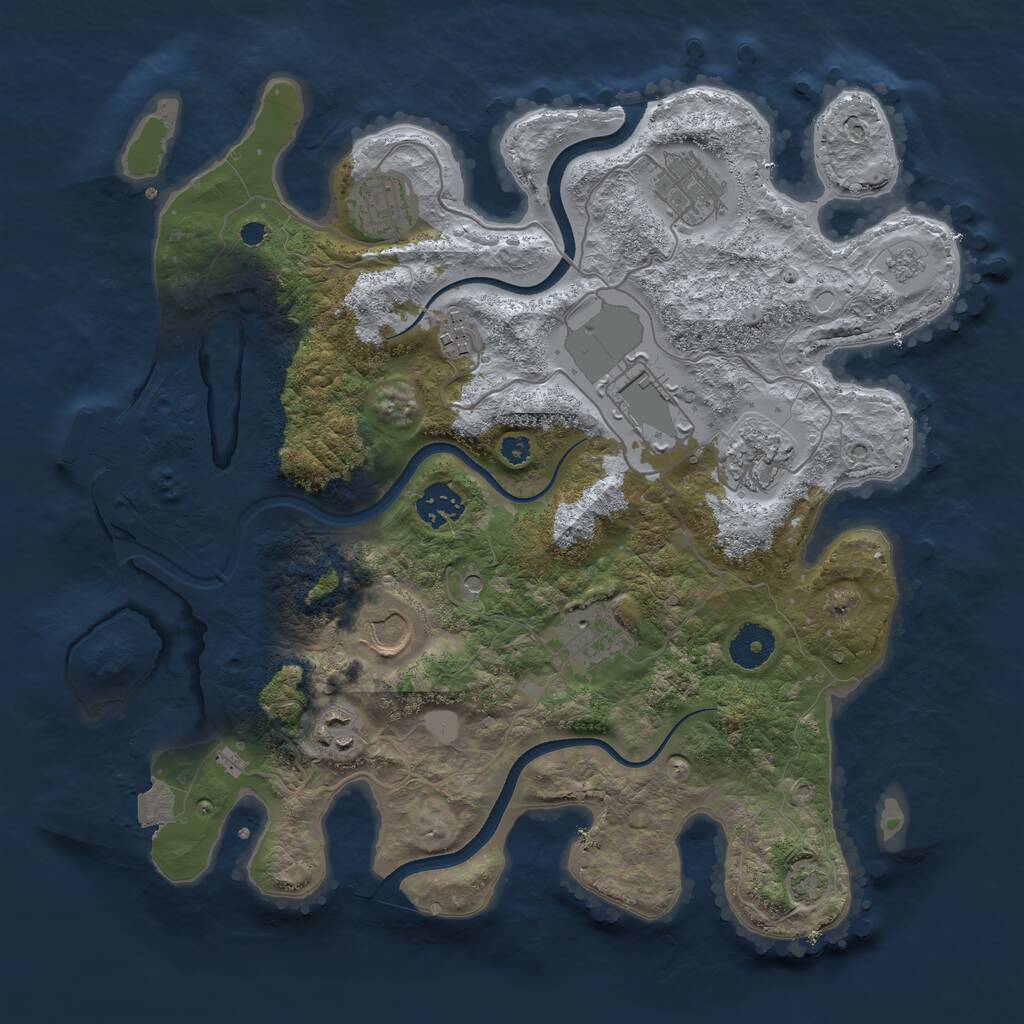 Rust Map: Procedural Map, Size: 3500, Seed: 1144276107, 14 Monuments