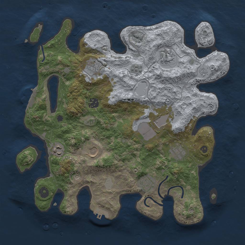 Rust Map: Procedural Map, Size: 3500, Seed: 1144276107, 18 Monuments