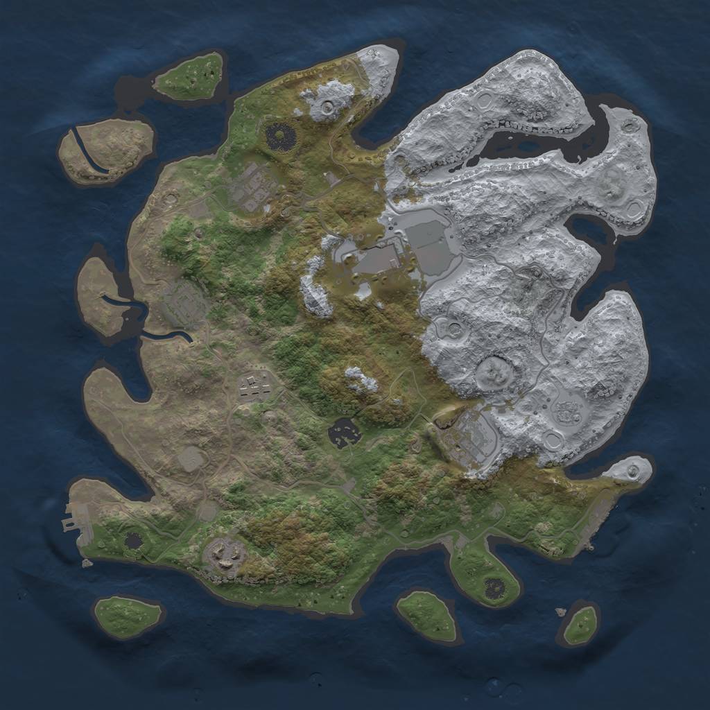Rust Map: Procedural Map, Size: 3500, Seed: 626839182, 16 Monuments