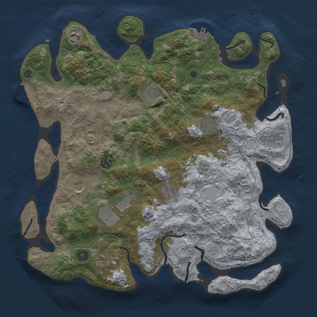 Rust Map: Procedural Map, Size: 4000, Seed: 772800561, 19 Monuments