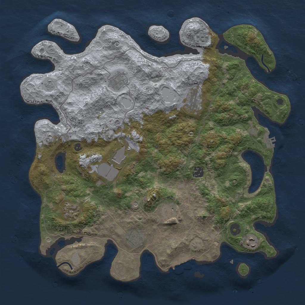 Rust Map: Procedural Map, Size: 4000, Seed: 889733146, 18 Monuments