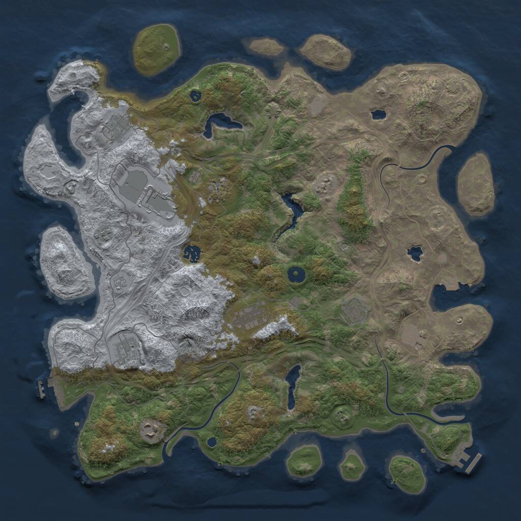 Rust Map: Procedural Map, Size: 4500, Seed: 1311733744, 16 Monuments