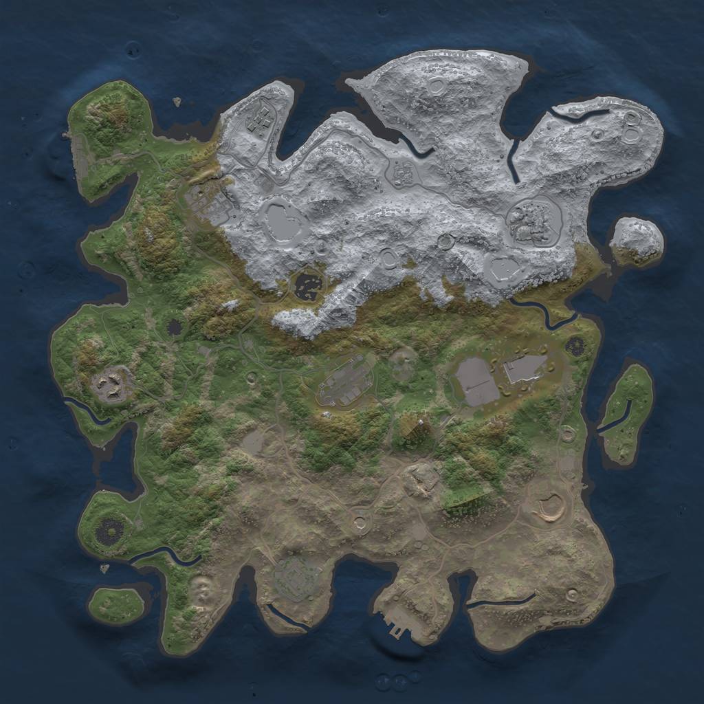 Rust Map: Procedural Map, Size: 3800, Seed: 23211212, 18 Monuments