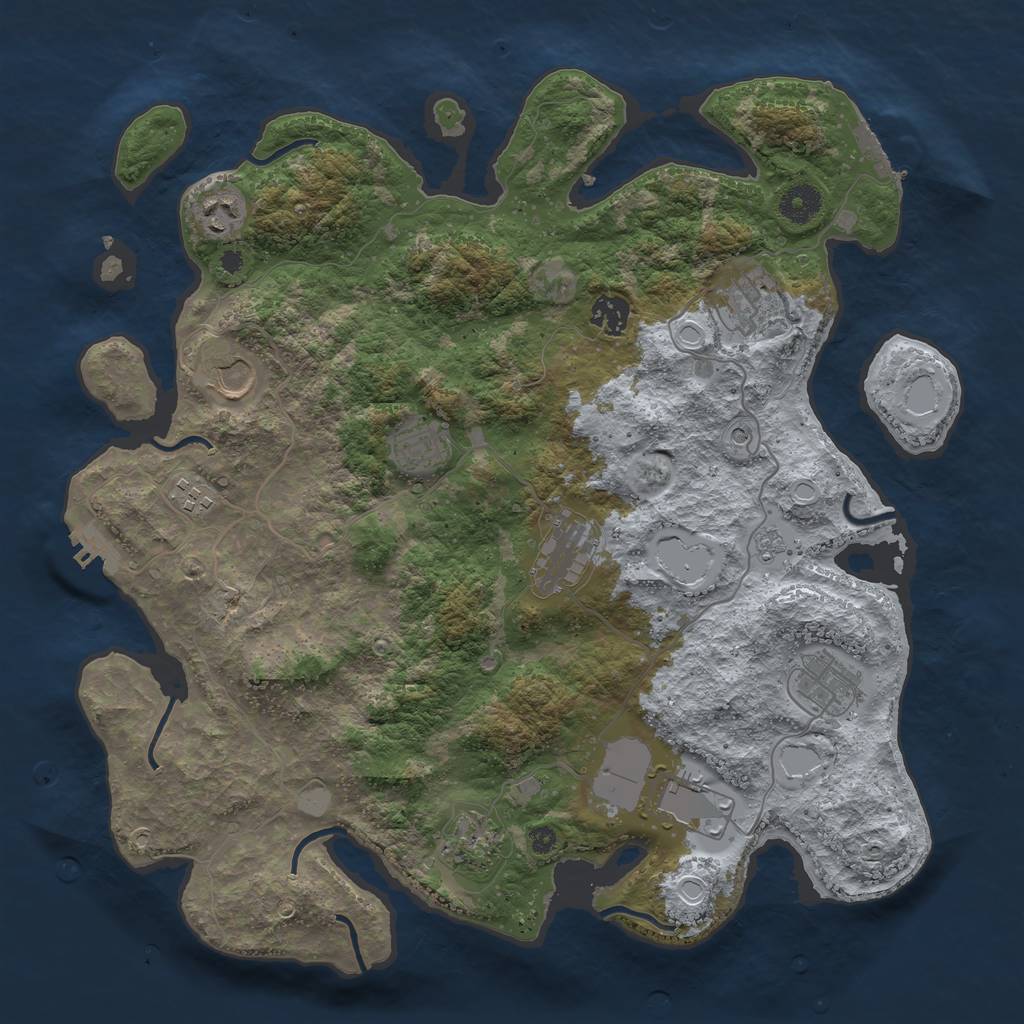Rust Map: Procedural Map, Size: 3850, Seed: 43564000, 19 Monuments