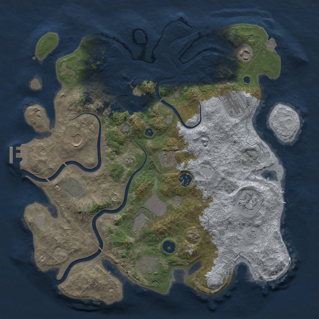 Rust Map: Procedural Map, Size: 3850, Seed: 43564000, 16 Monuments