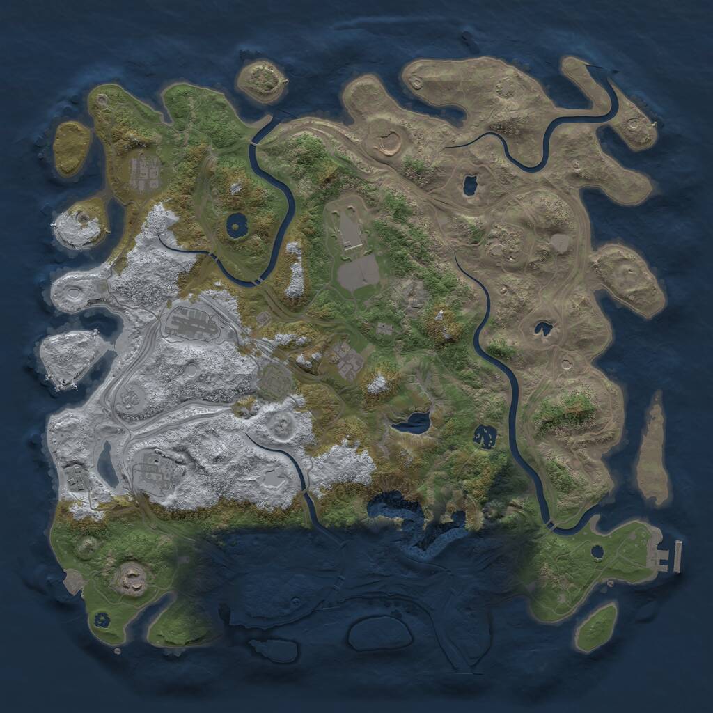 Rust Map: Procedural Map, Size: 4500, Seed: 2052347850, 16 Monuments