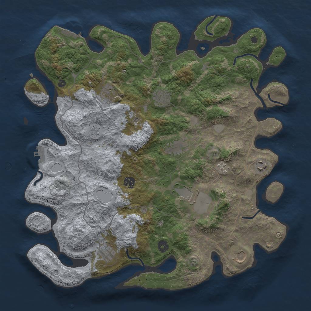 Rust Map: Procedural Map, Size: 4000, Seed: 28580, 18 Monuments