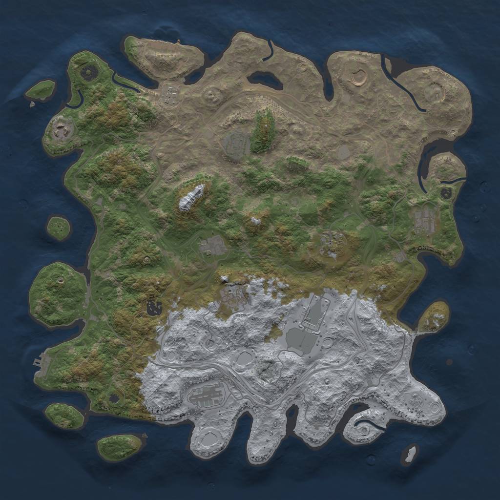 Rust Map: Procedural Map, Size: 4500, Seed: 1950185874, 20 Monuments