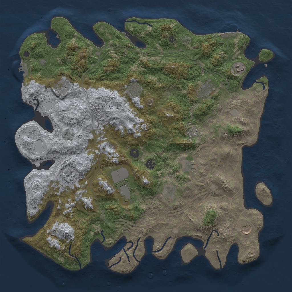 Rust Map: Procedural Map, Size: 4500, Seed: 20174, 20 Monuments