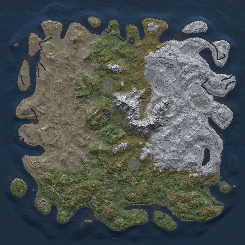 Rust Map: Procedural Map, Size: 5000, Seed: 794250183, 19 Monuments