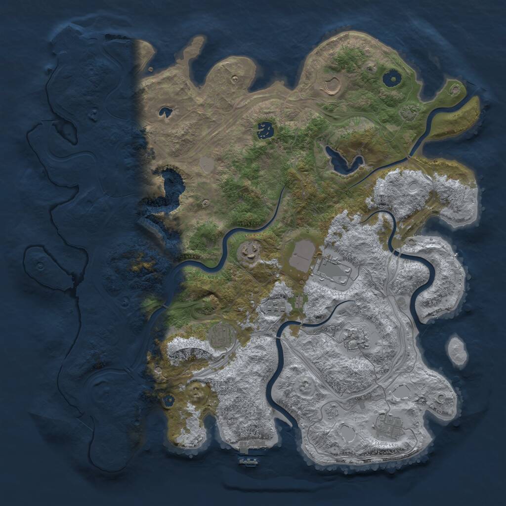 Rust Map: Procedural Map, Size: 4300, Seed: 1098371637, 14 Monuments