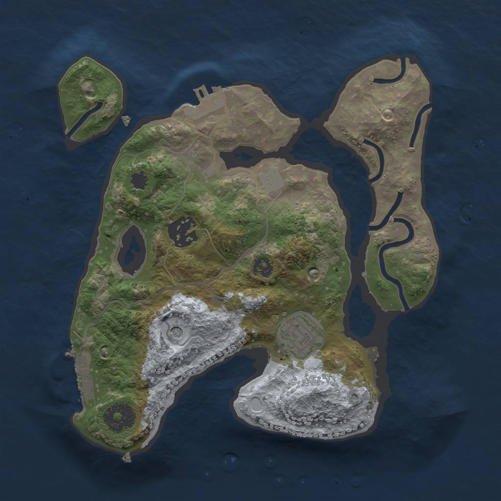 Rust Map: Procedural Map, Size: 2500, Seed: 1466465850, 10 Monuments