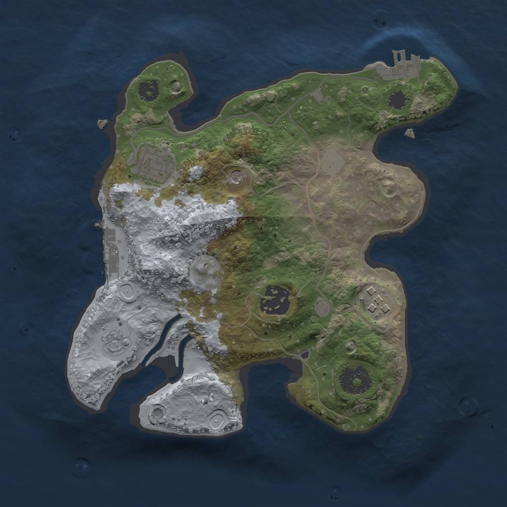 Rust Map: Procedural Map, Size: 2500, Seed: 90872346, 12 Monuments