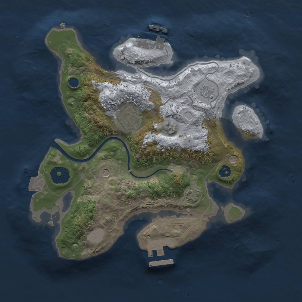 Rust Map: Procedural Map, Size: 2500, Seed: 630123547, 7 Monuments