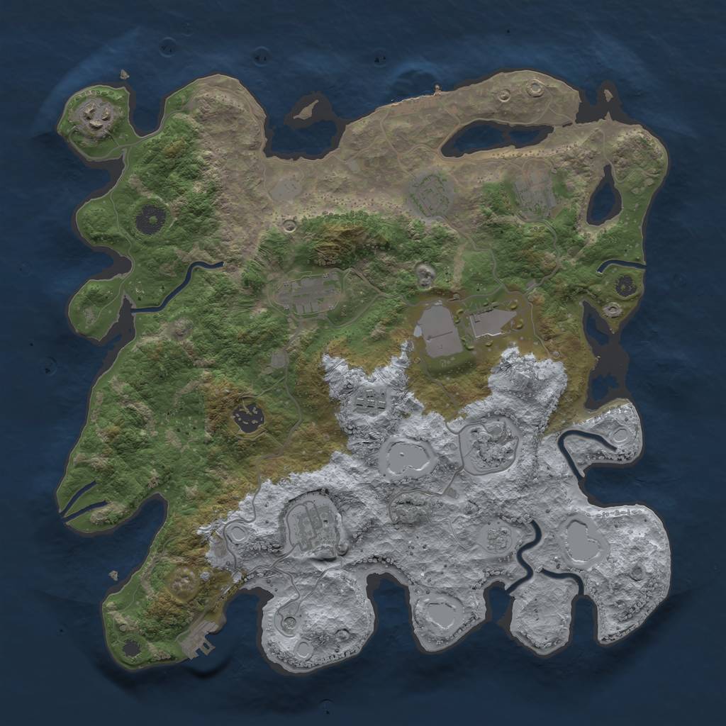 Rust Map: Procedural Map, Size: 3700, Seed: 1336916191, 18 Monuments