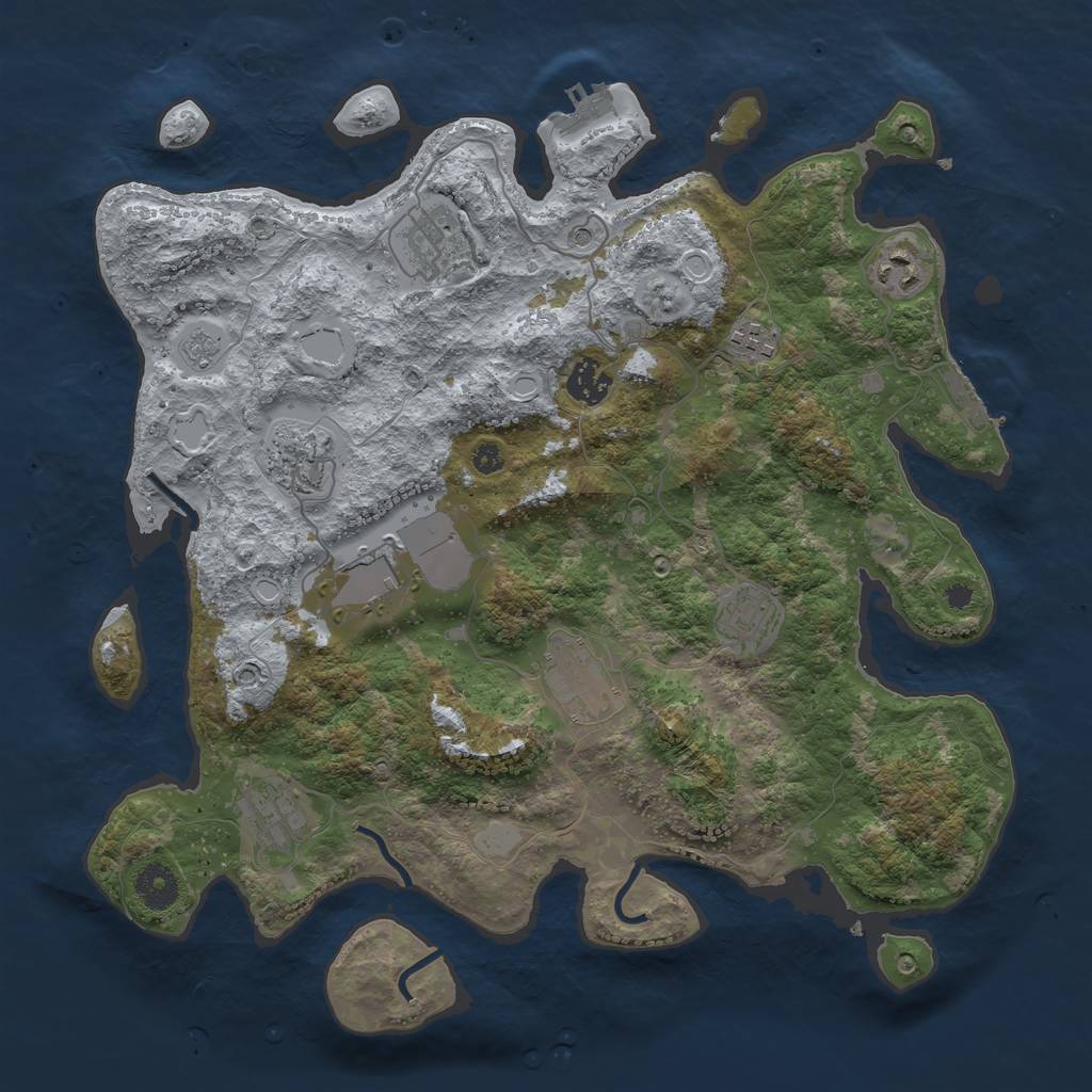 Rust Map: Procedural Map, Size: 3700, Seed: 850477571, 18 Monuments