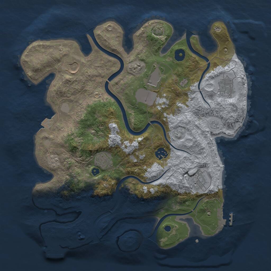 Rust Map: Procedural Map, Size: 3500, Seed: 5457, 13 Monuments