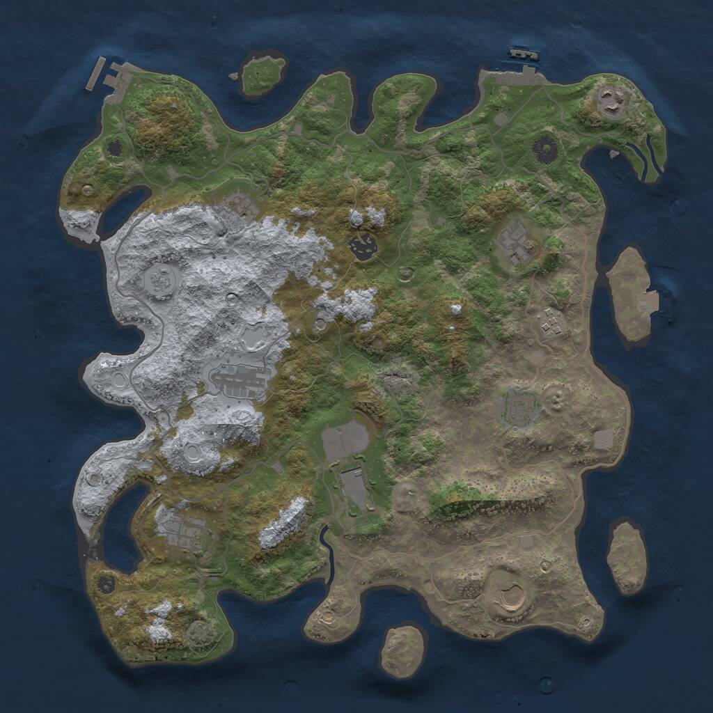 Rust Map: Procedural Map, Size: 4000, Seed: 52413, 16 Monuments