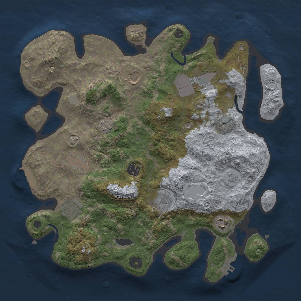 Rust Map: Procedural Map, Size: 3500, Seed: 1429435337, 17 Monuments