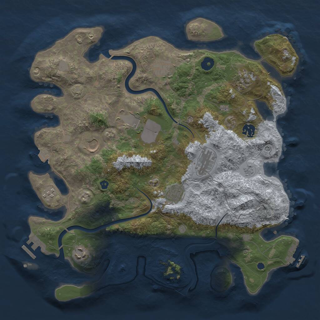 Rust Map: Procedural Map, Size: 3700, Seed: 1788627936, 15 Monuments