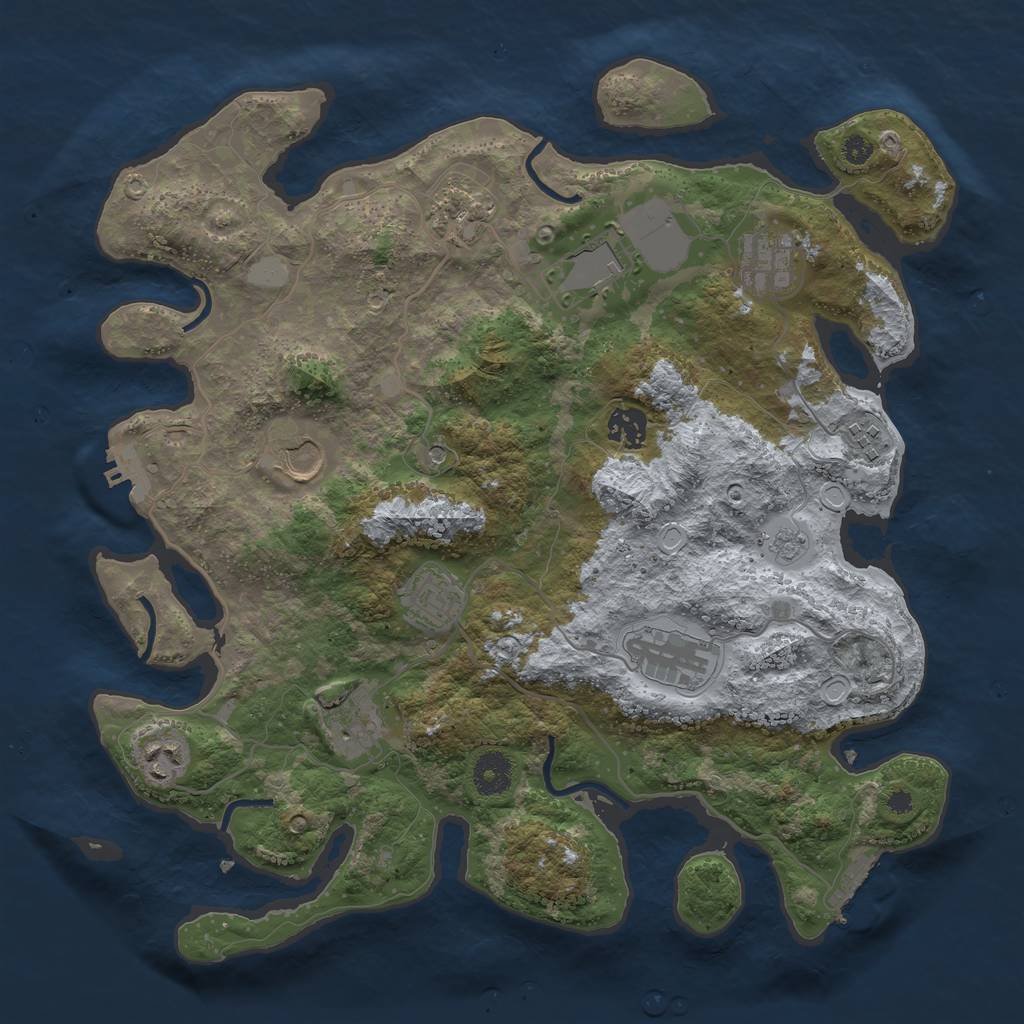 Rust Map: Procedural Map, Size: 3700, Seed: 1788627936, 19 Monuments