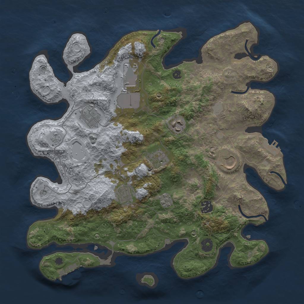 Rust Map: Procedural Map, Size: 3500, Seed: 8109430, 17 Monuments