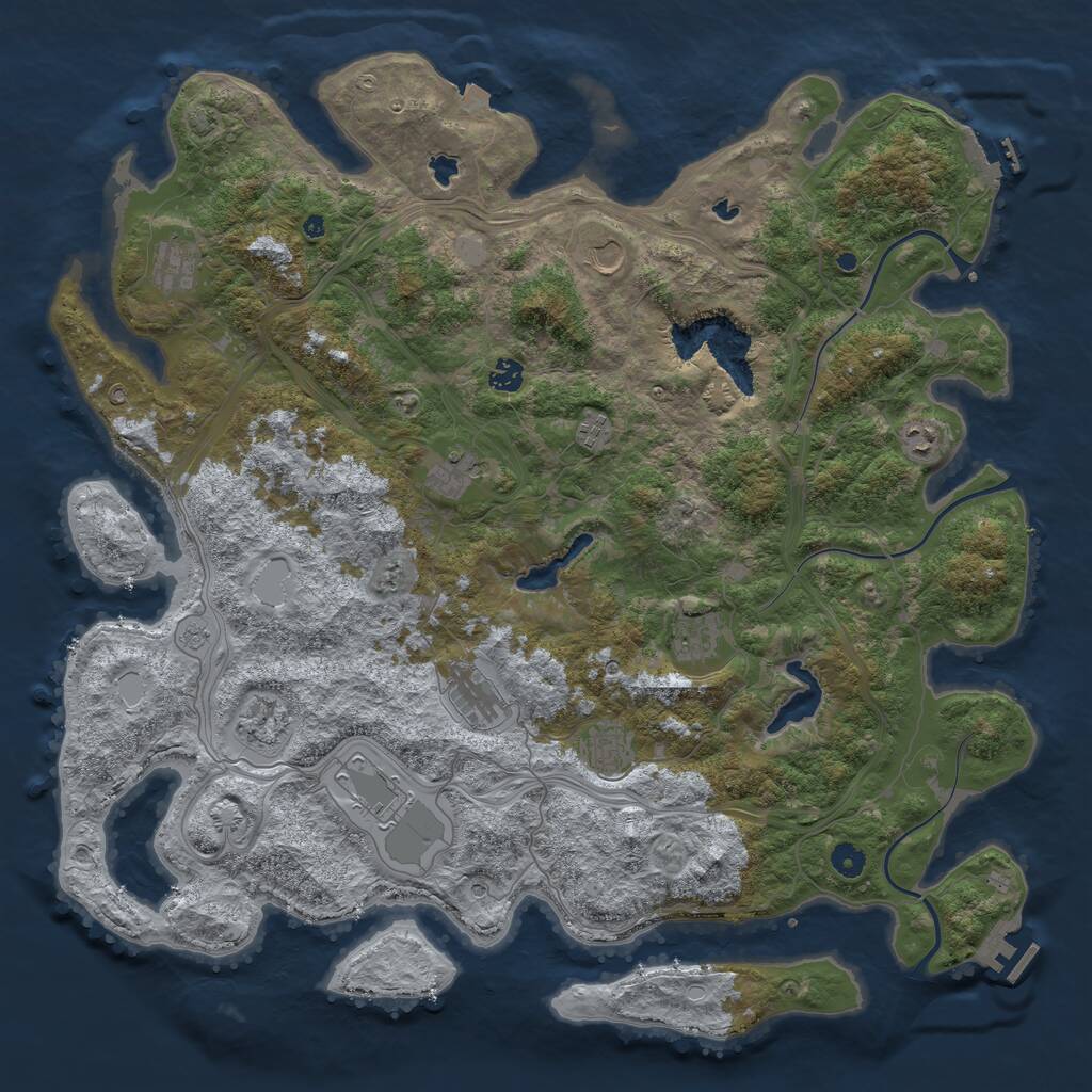 Rust Map: Procedural Map, Size: 4800, Seed: 908585181, 17 Monuments