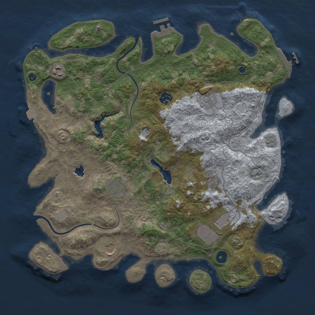 Rust Map: Procedural Map, Size: 4000, Seed: 9684649, 14 Monuments
