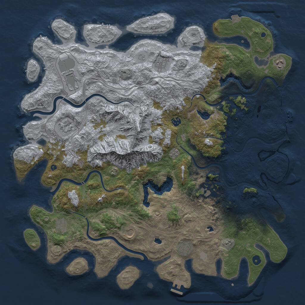 Rust Map: Procedural Map, Size: 5000, Seed: 16097, 16 Monuments